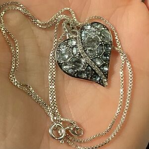Brighton Silver and Black Heart Necklace